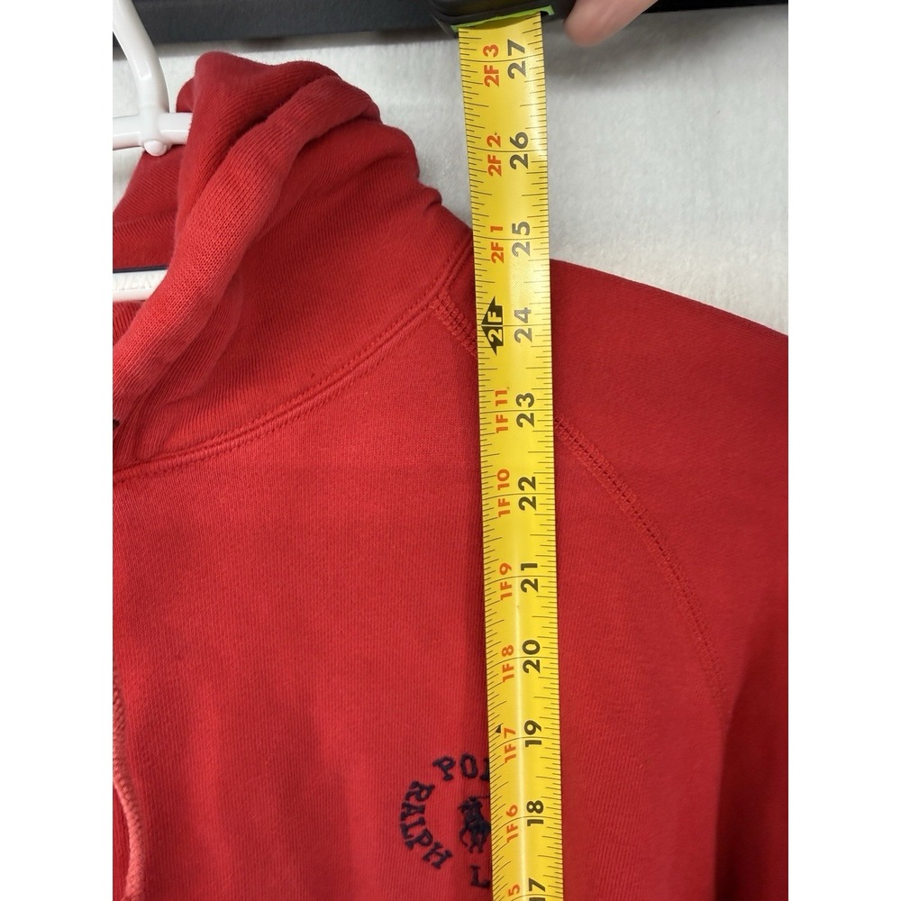 Vintage 90s Polo Ralph Lauren Men's Red Circle Logo Hoodie Sweatshirt Size Small - Picture 3 of 8